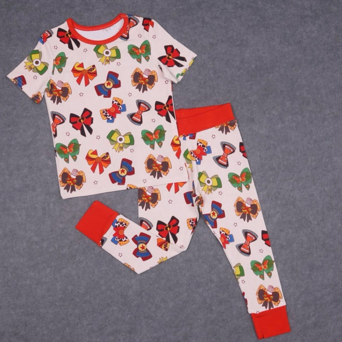 2-Piece PJs Bows Before Bedtime Short Sleeves / Long Pants