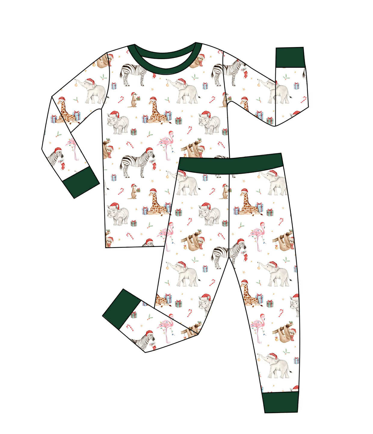 Christmas Zoo - 2 Piece Set Long Sleeve and Pants PJs