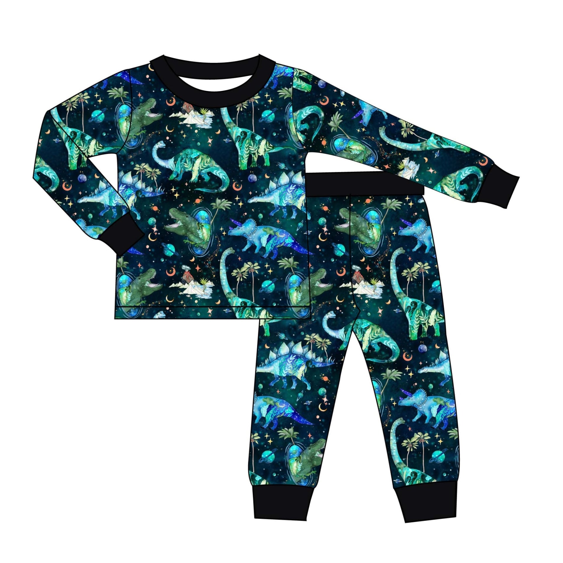 Space Dinos - 2 Piece Set Long Sleeve and Pants PJs