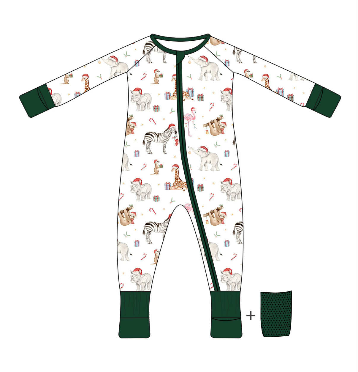 Christmas Zoo - Long Sleeve Zippy