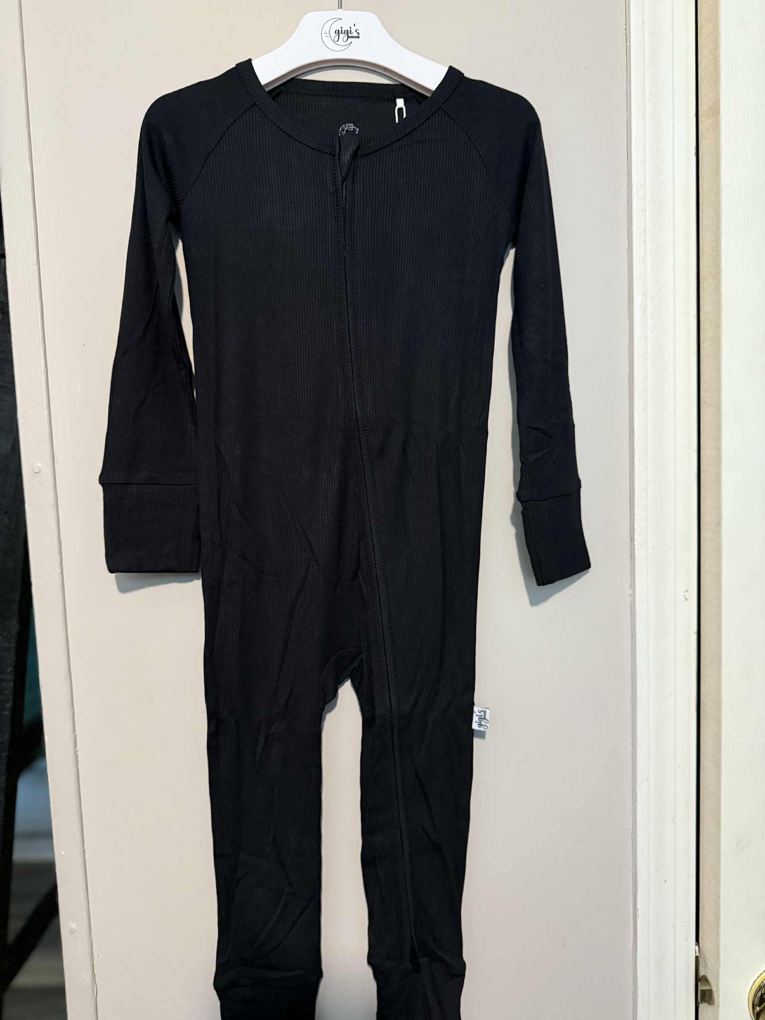 Midnight - Ribbed Long Sleeve Zippy with Grippys