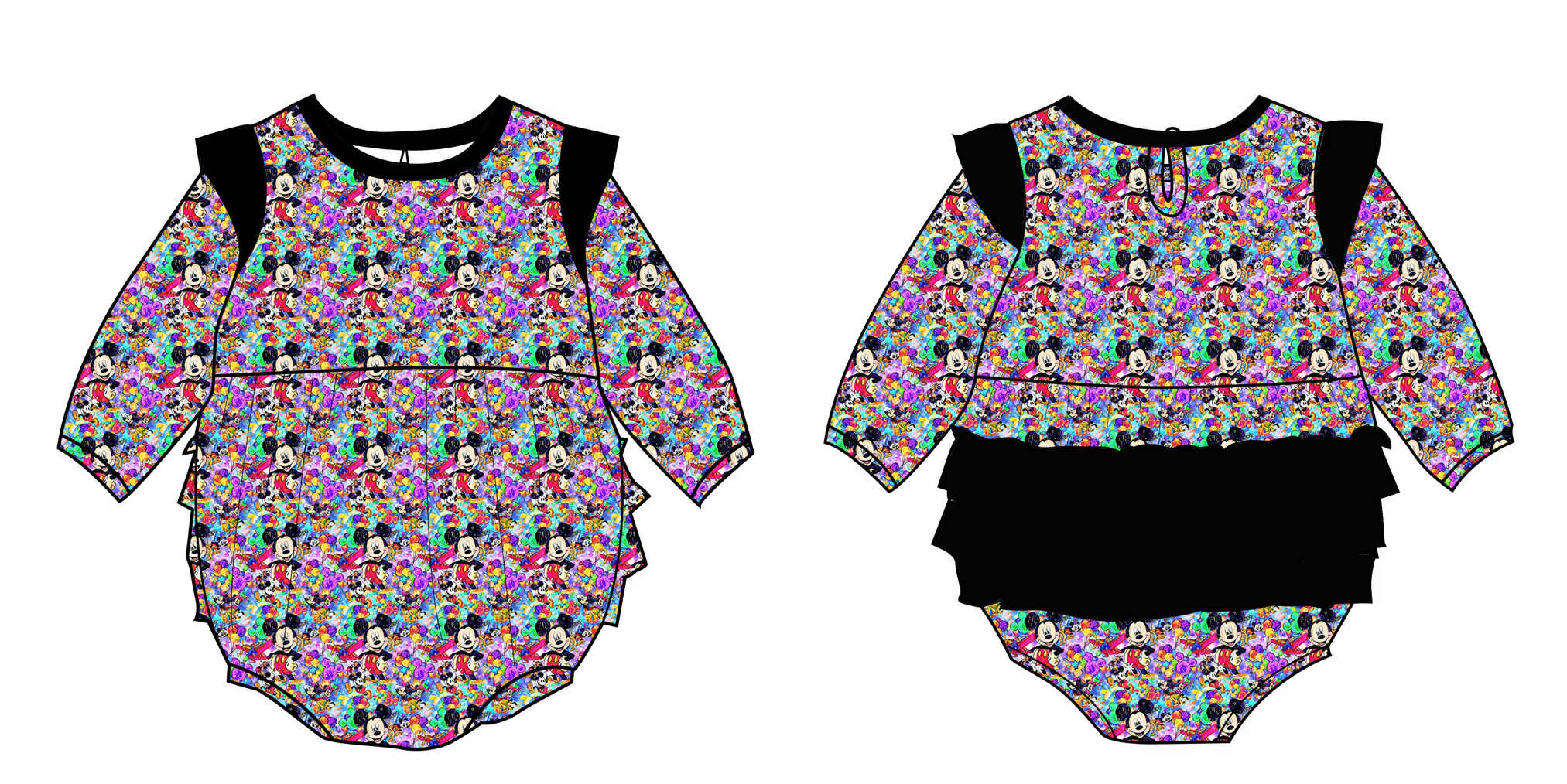 Mousekacheer - Long Sleeve Bubble with Ruffles