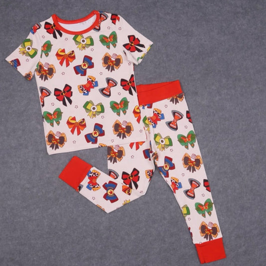 2-Piece PJs Bows Before Bedtime Short Sleeves / Long Pants