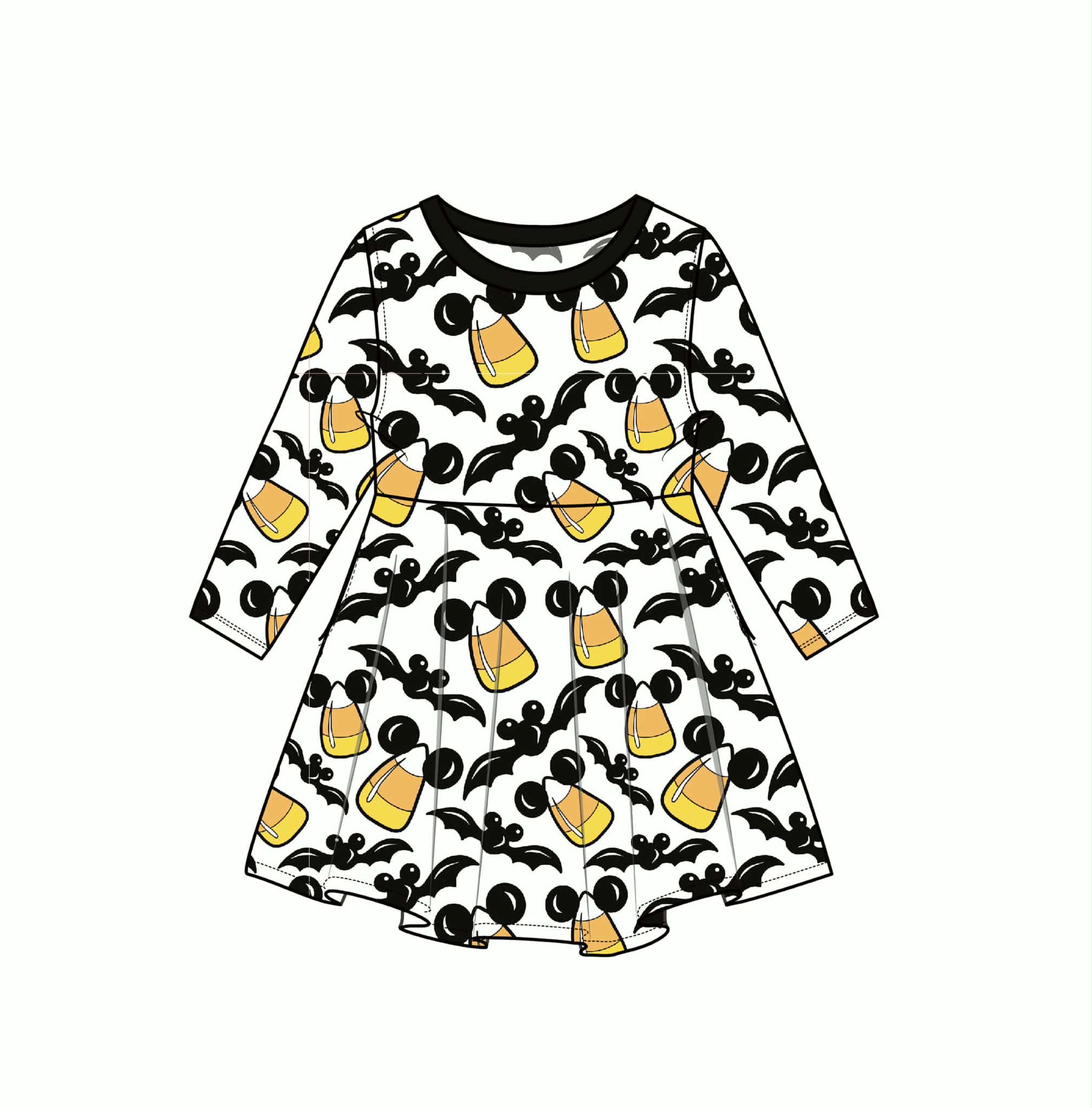 Batty Mouse - Long Sleeve Twirl Dress