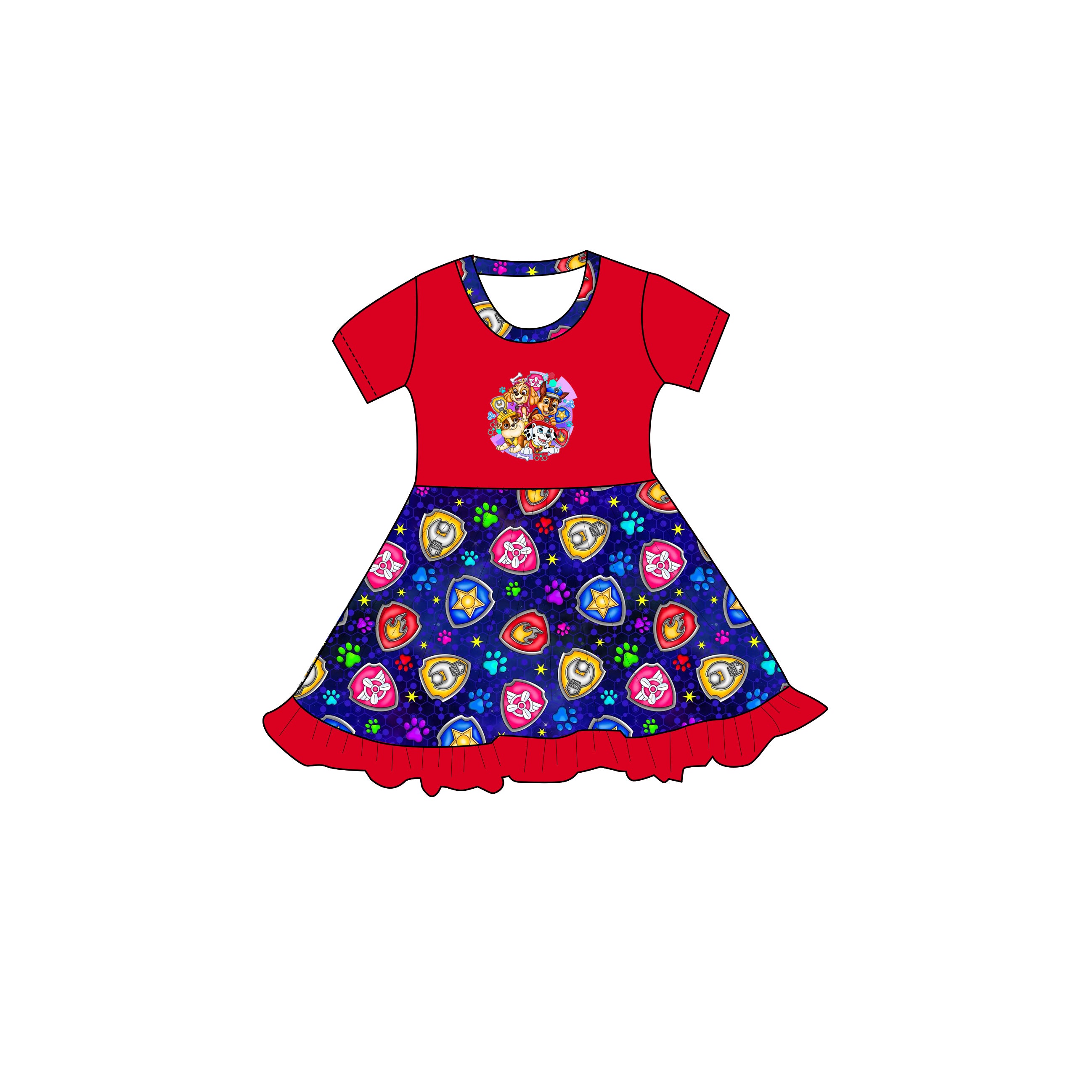 No Job to Big, No Pup to Small! - Short Sleeve Twirl Dress