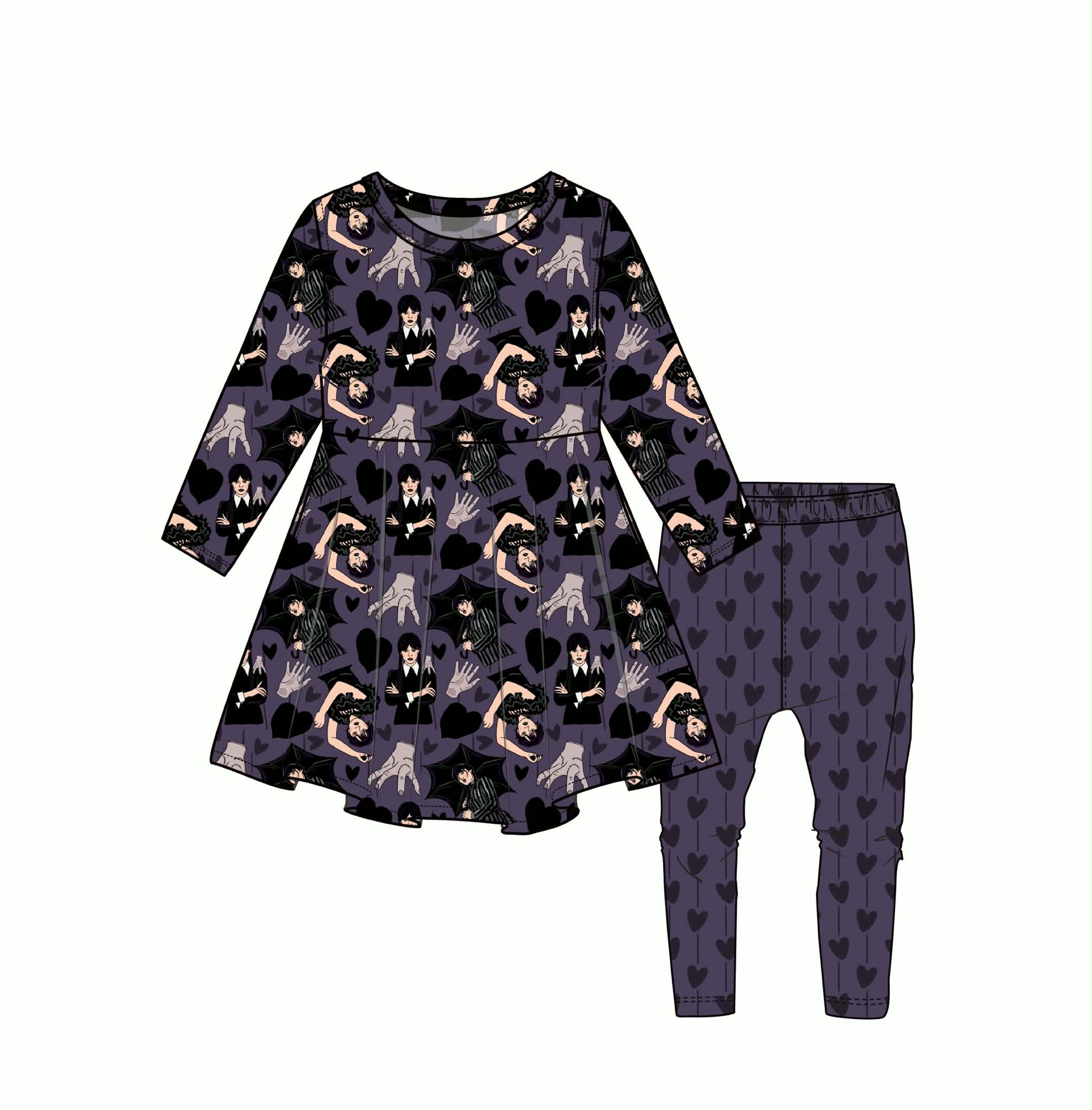 Wicked Wednesday - Long Sleeve Peplum Top and Leggings Daywear Set