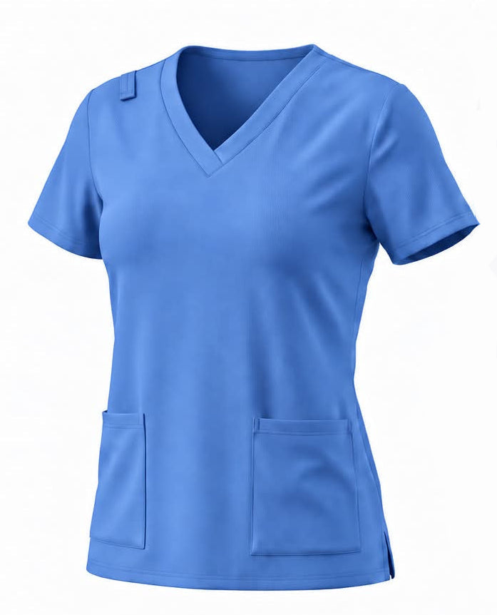 PRE-ORDER - Ribbed Scrubs Top ONLY - Surgical Blue