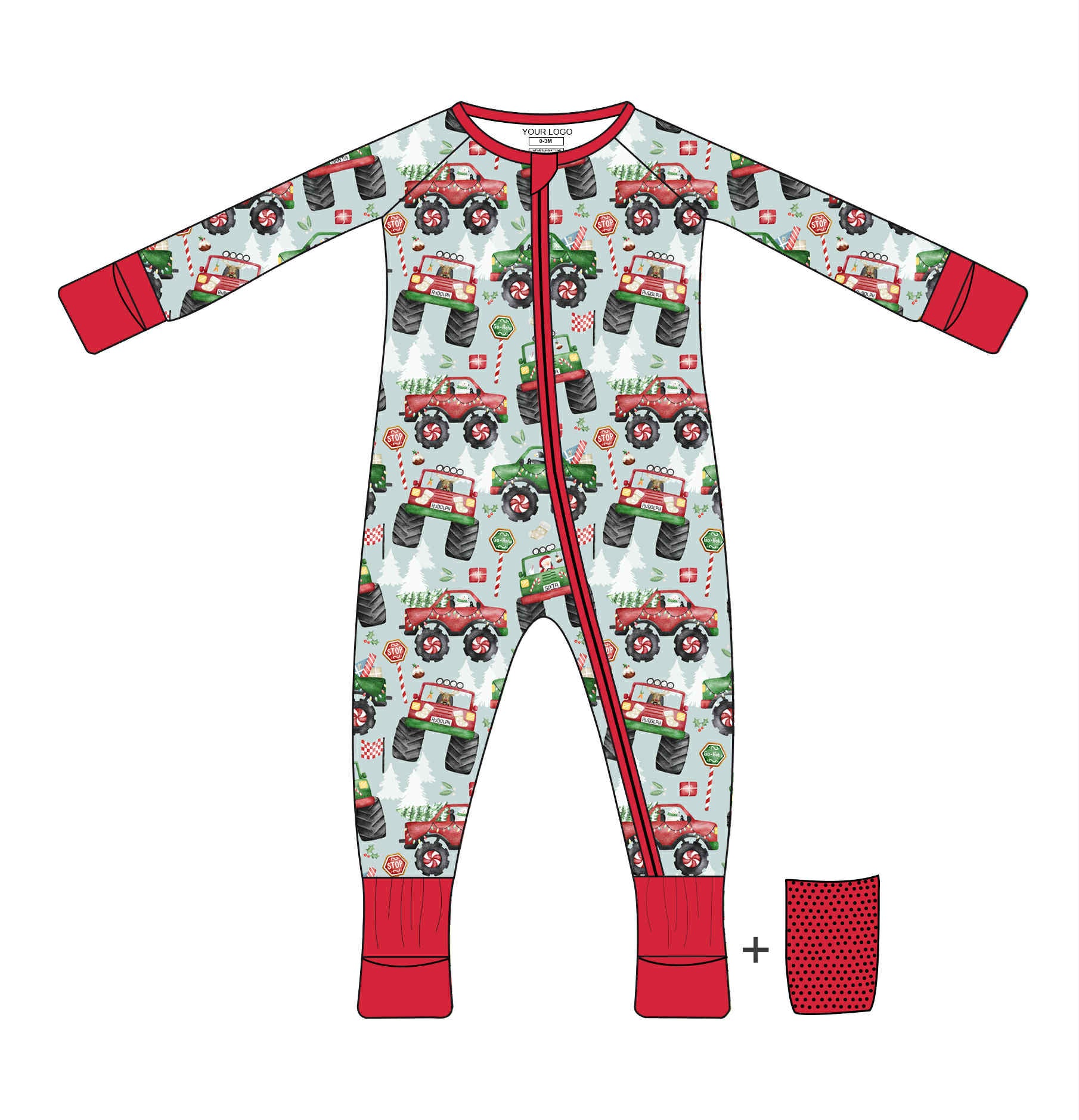 Monster Truck Tree Movers - Long Sleeve Convertible Zippy