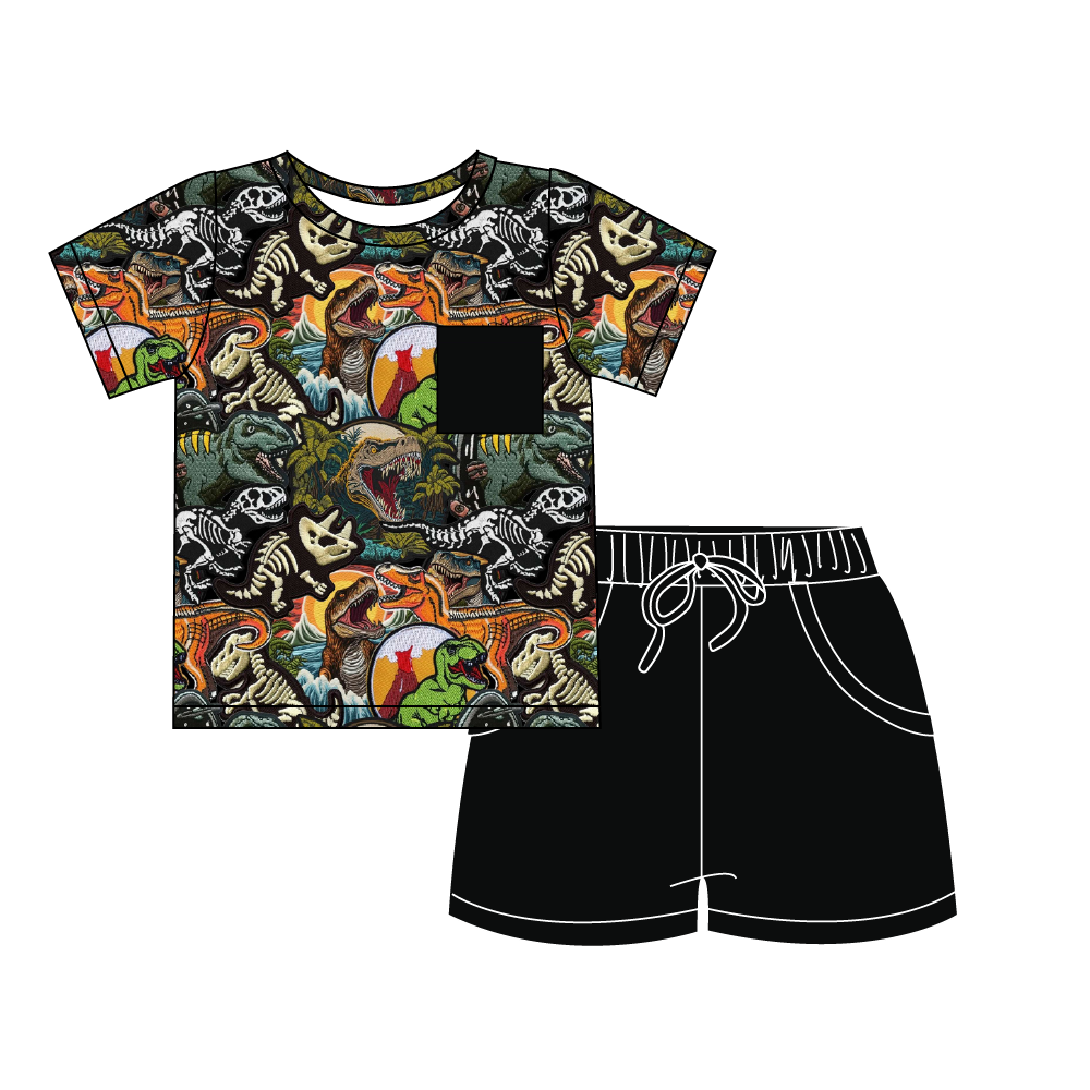Jurassic Journey - Short Sleeve and Drawstring Shorts Daywear Set