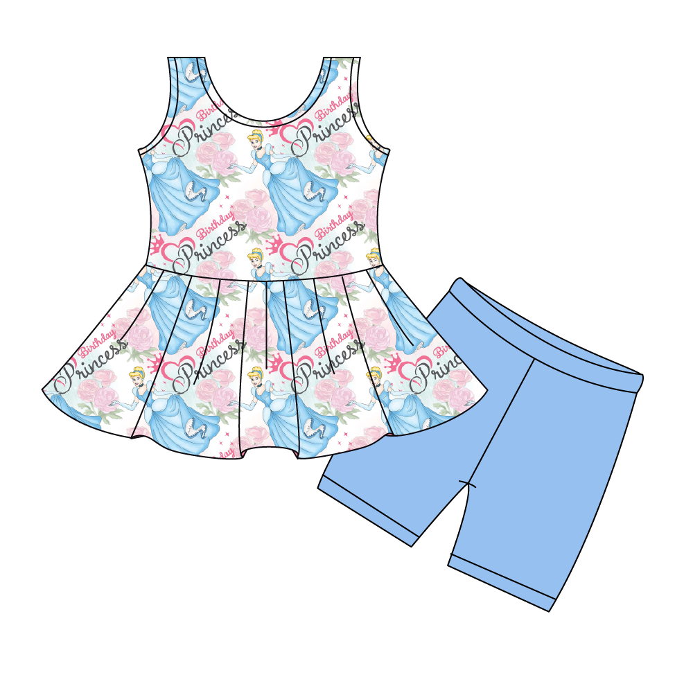 Princess Dream Birthday - Short Sleeve Peplum Top with Shorts