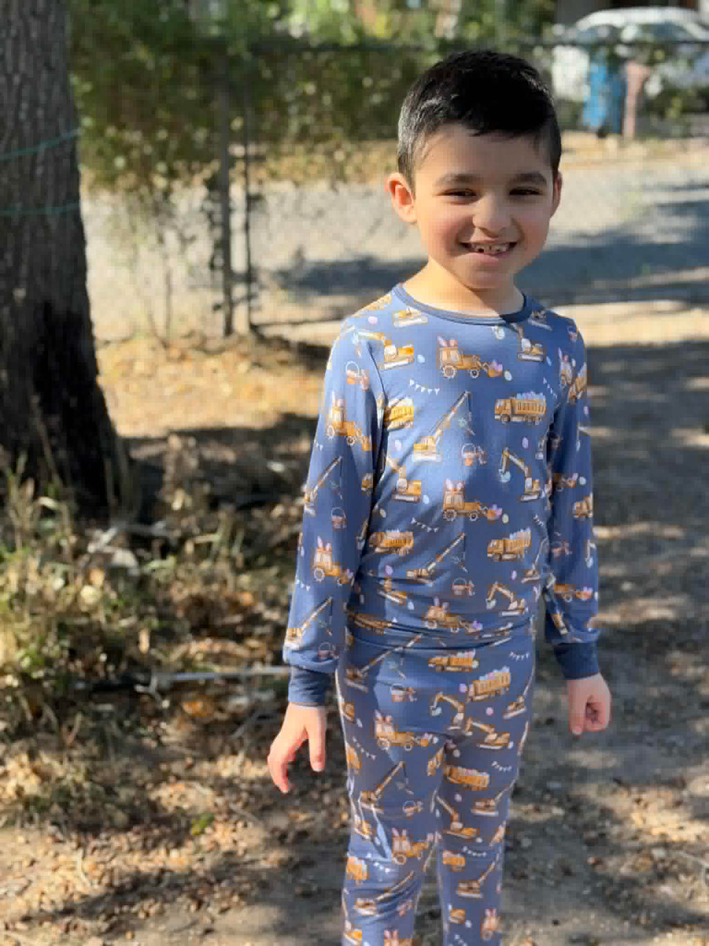 Construction Egg Hunters - 2 Piece Set Long Sleeve and Pants PJs