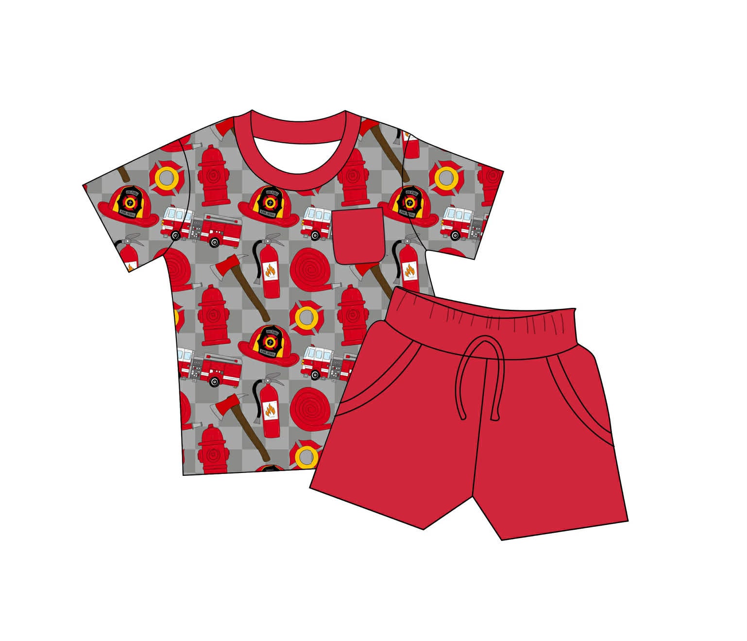On Fire for Jesus - Short Sleeve and Drawstring Shorts Daywear Set
