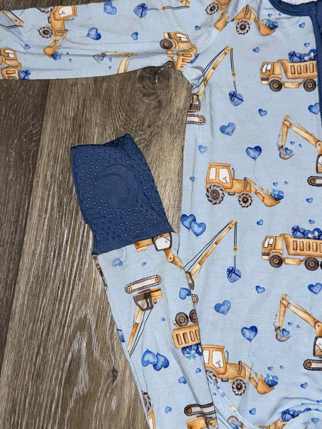 Valentine's Construction - Long Sleeve Zippy with Grippys