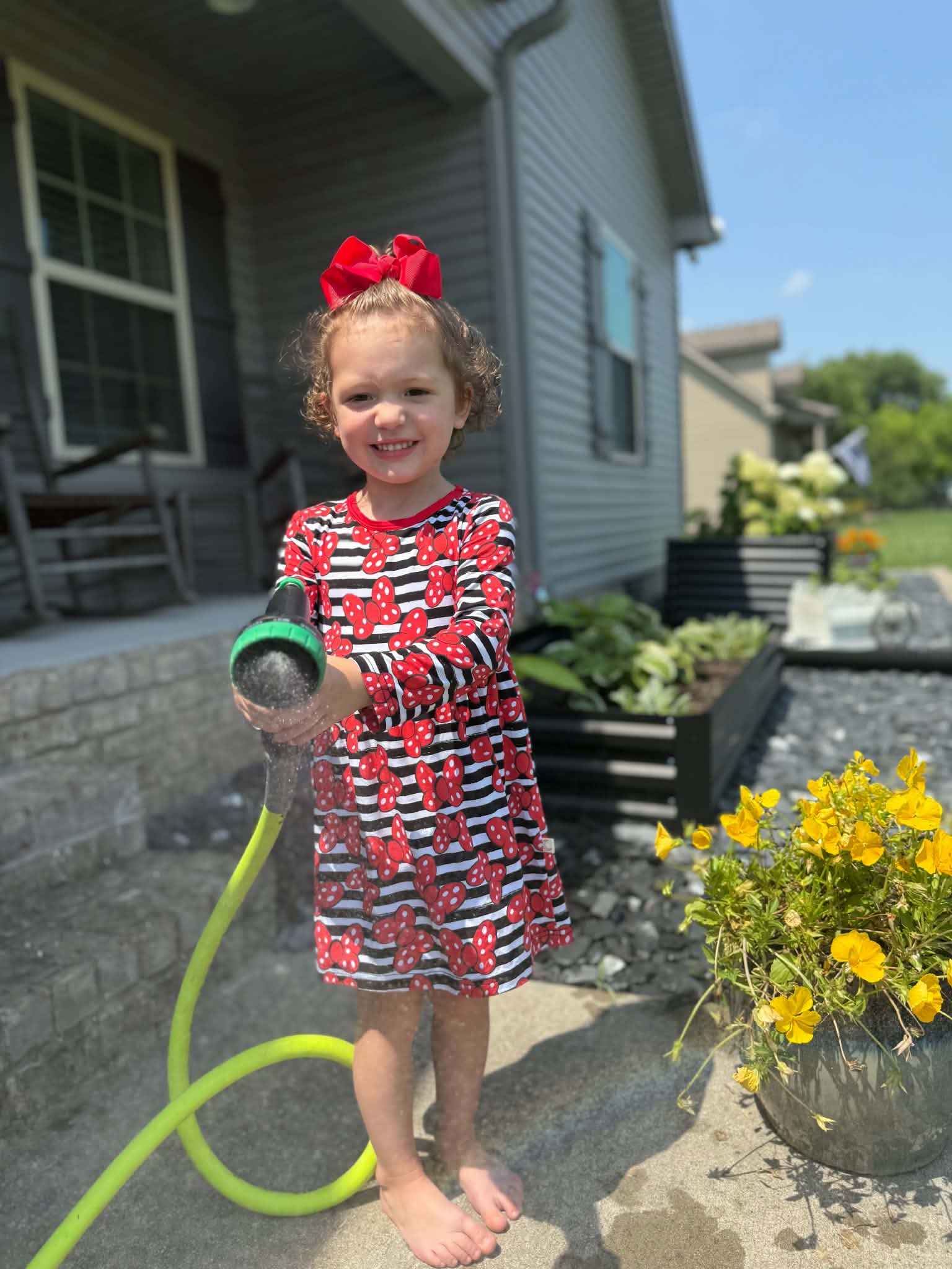 Red Bows - Long Sleeve Twirl Dress