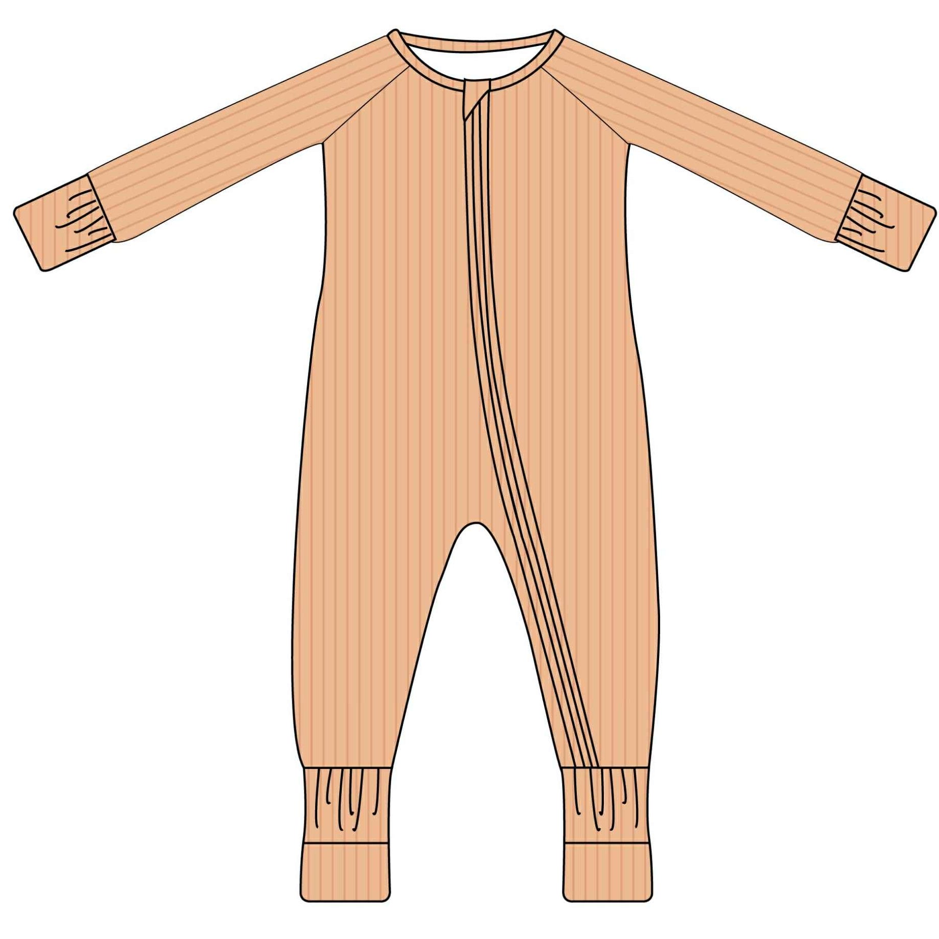 Peach - Ribbed Long Sleeve Zippy