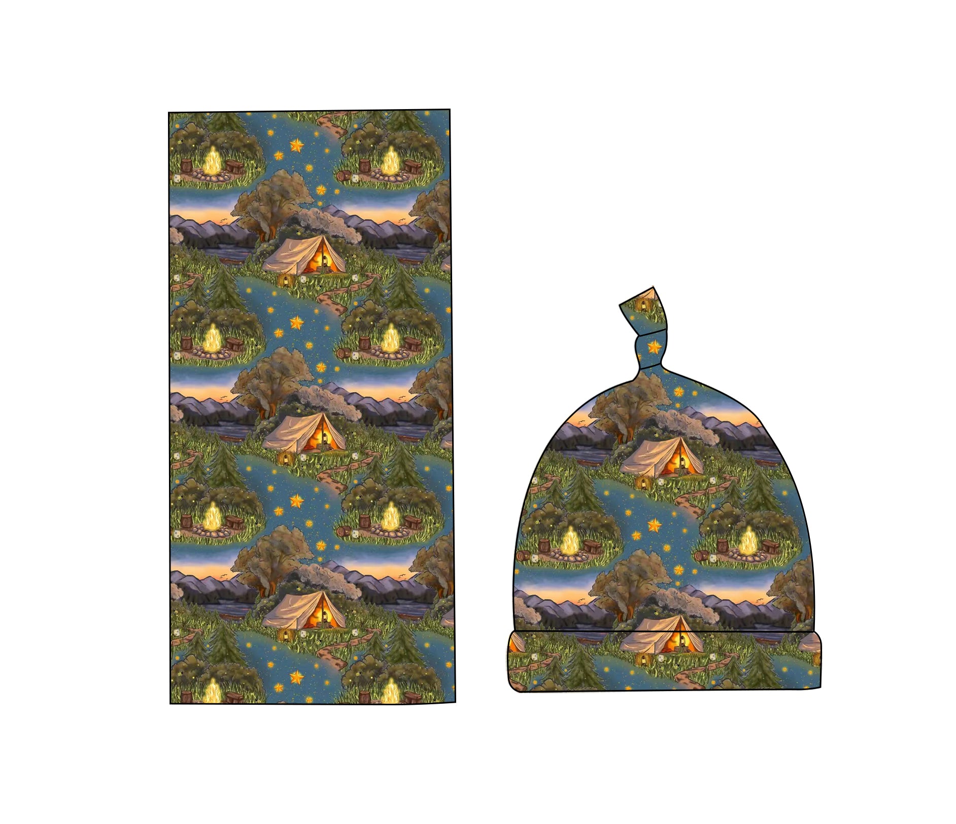 Griffiths Campground - 44 x 44 Swaddle and Beanie