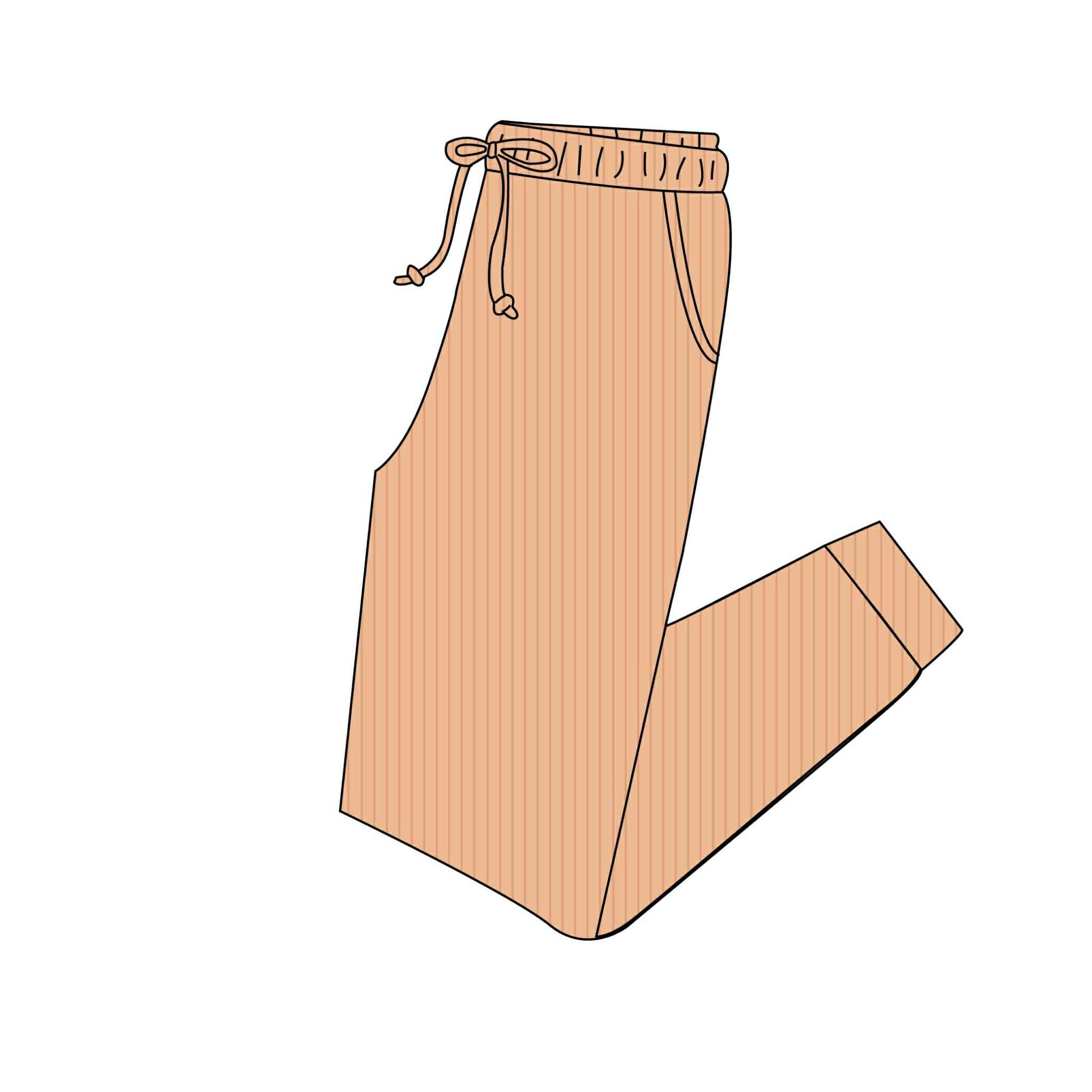 Peach - Ribbed Adult Joggers
