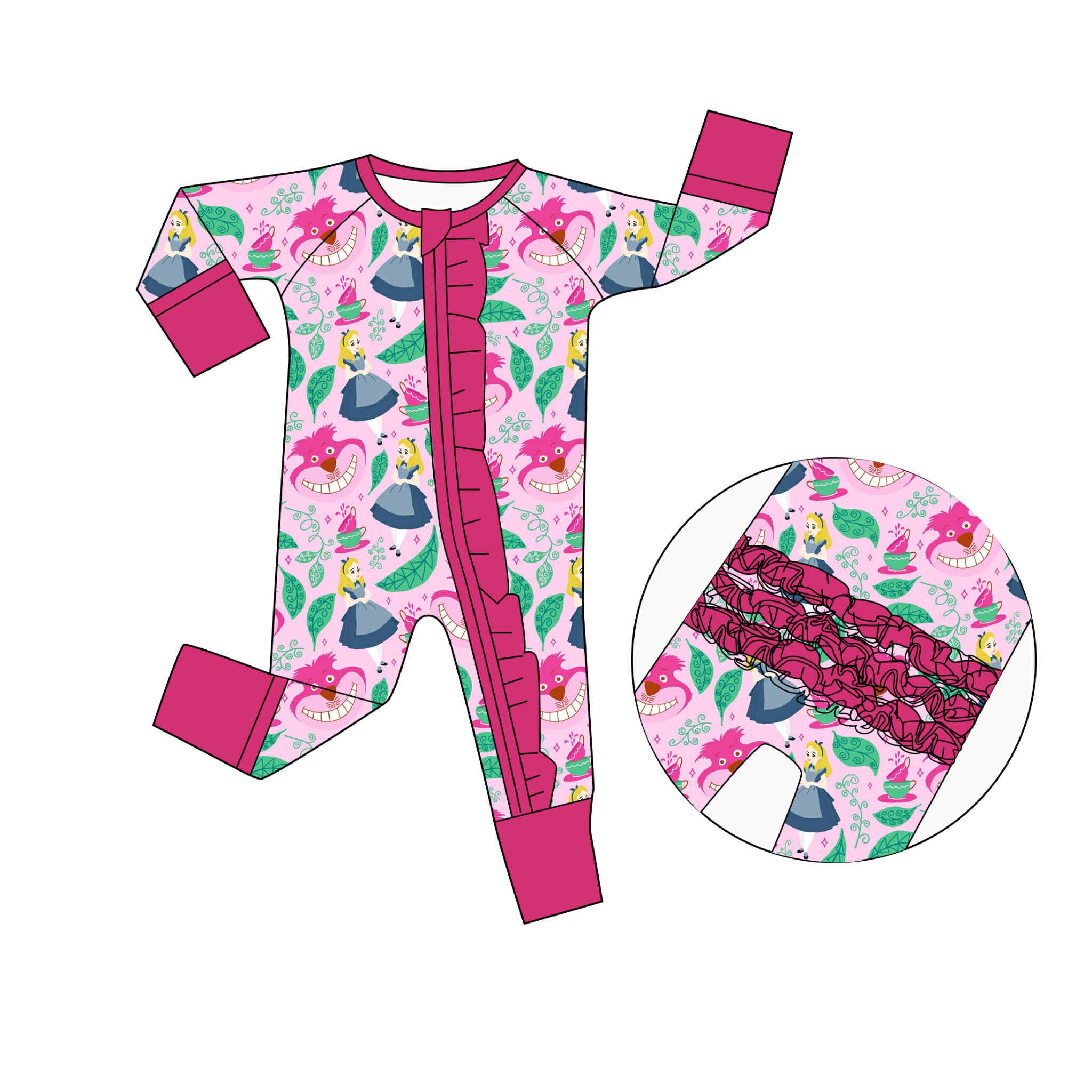 We're All Mad Here - Long Sleeve Ruffle Bum Convertible Zippy