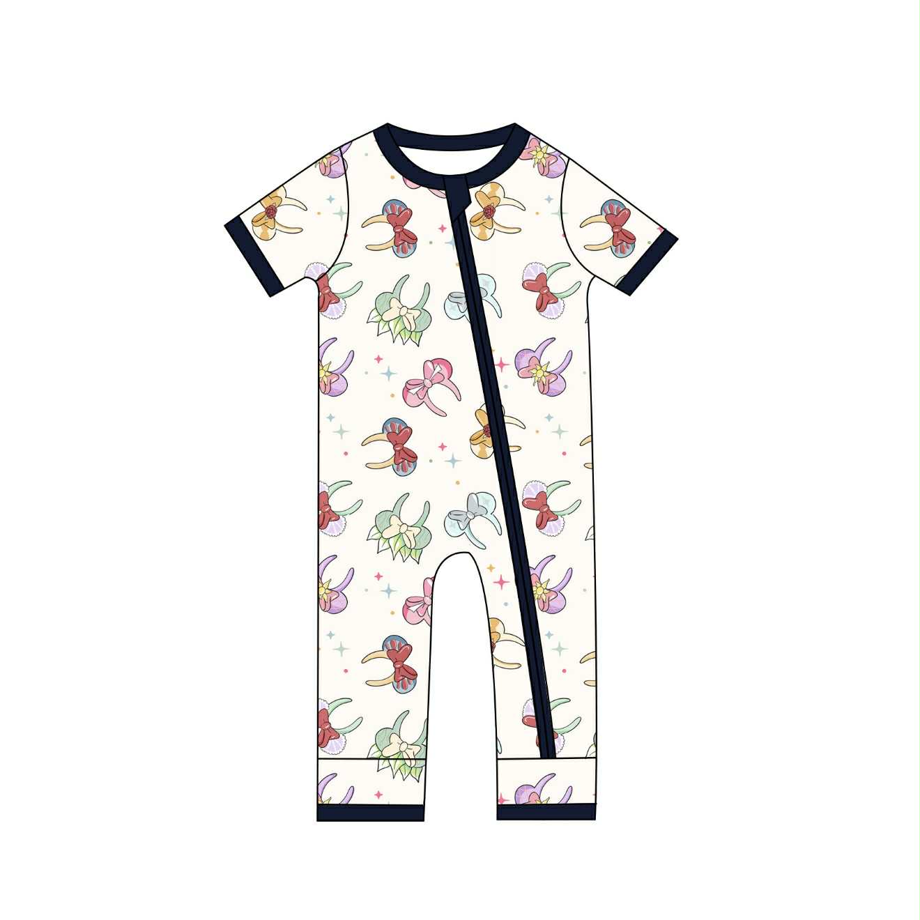 Princess Mouse Ears - Short Sleeve Ruffle Bum Zippy