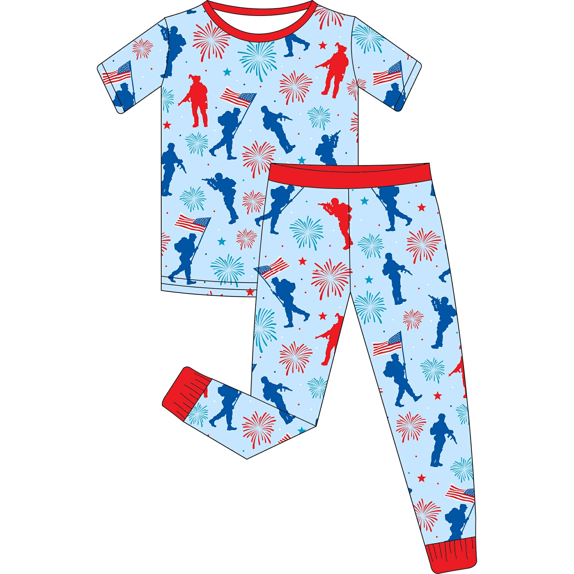 Let Freedom Ring - 2 Piece Set Short Sleeve and Pants PJs