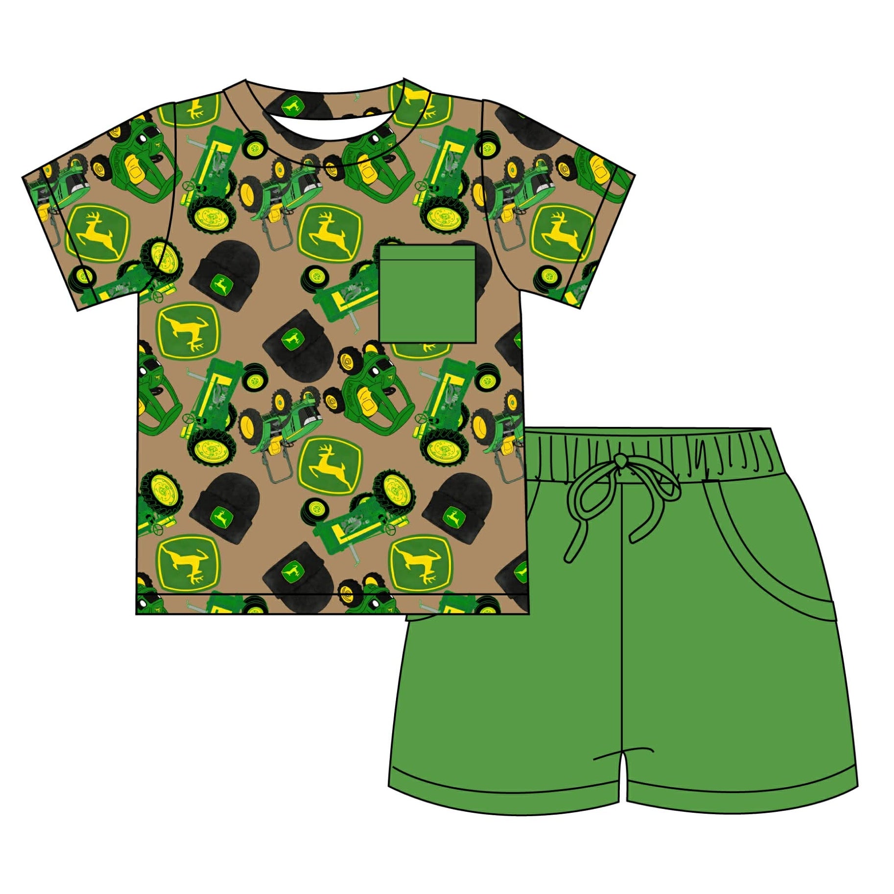 John Coupe - Short Sleeve and Drawstring Shorts Daywear Set