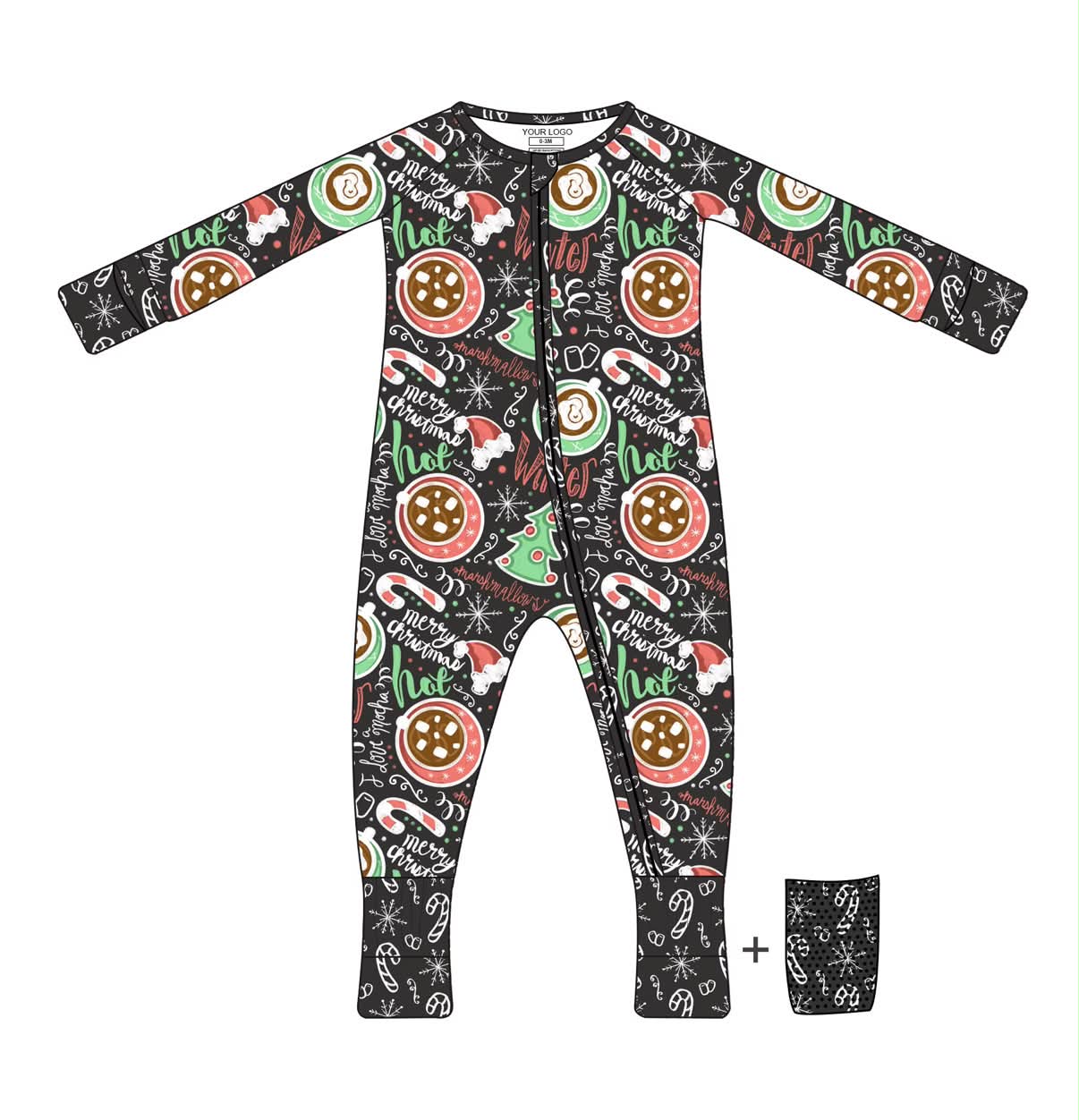 PRE-ORDER - Warm Wishes & Peppermint Kisses - Long Sleeve Zippy with Grippys