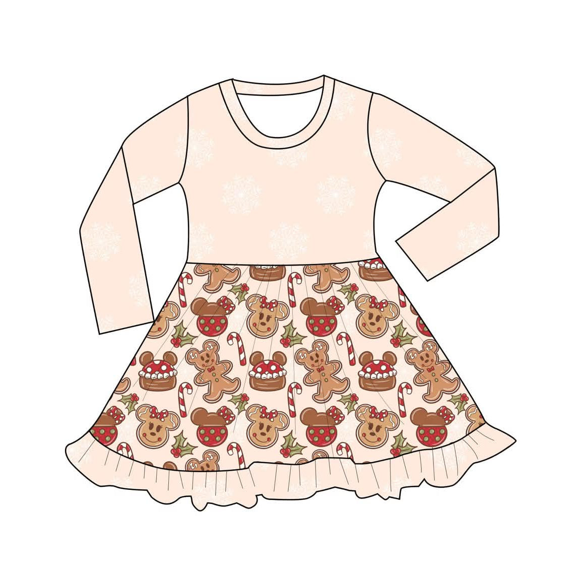 PRE-ORDER - Baking Spirits Bright - Long Sleeve Twirl Dress