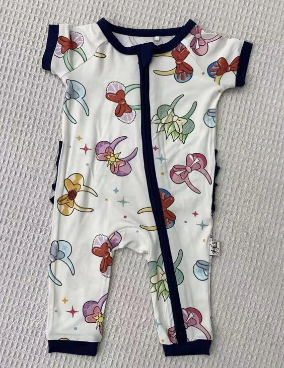 Princess Mouse Ears - Short Sleeve Ruffle Bum Zippy