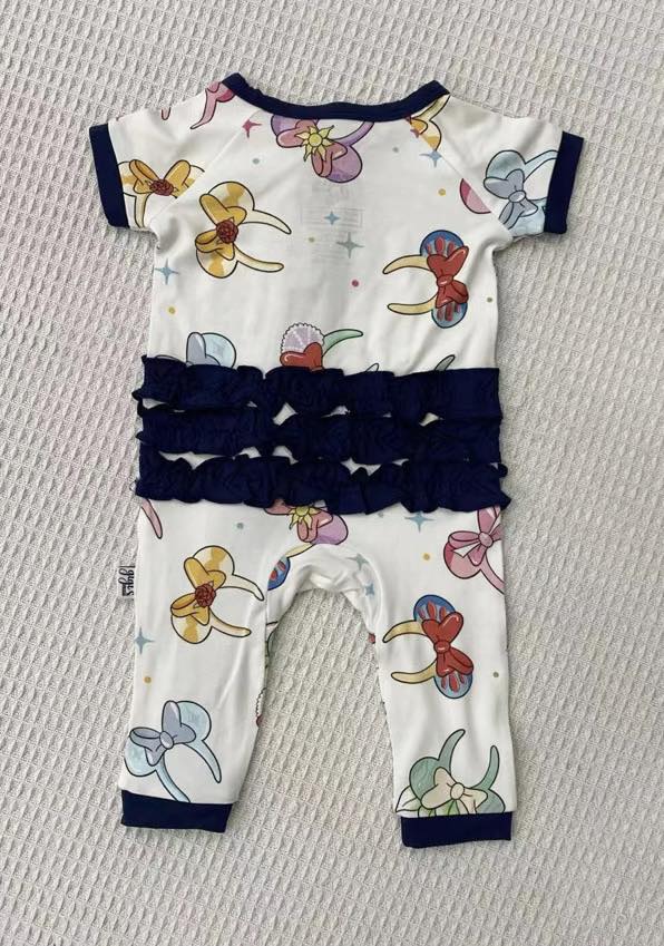 Princess Mouse Ears - Short Sleeve Ruffle Bum Zippy