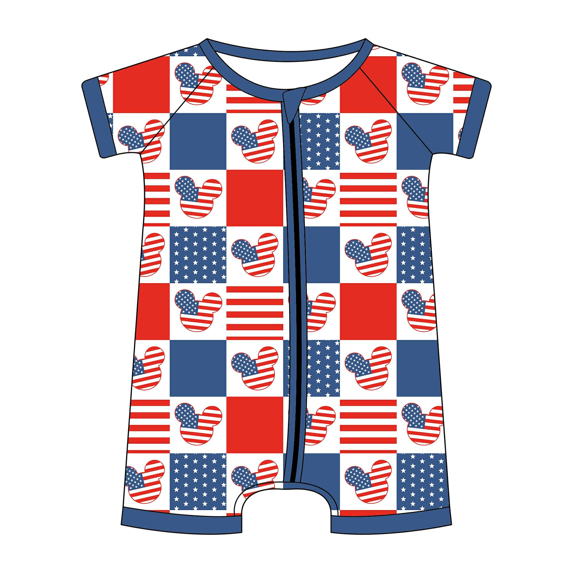 Red, White and Ears - Short Sleeve Shorty