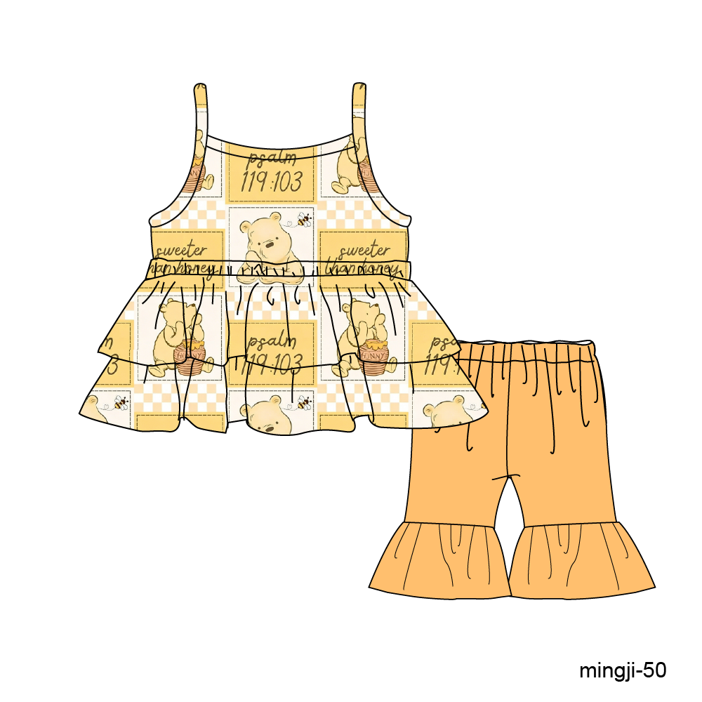 Sweeter Than Honey - Spaghetti Strap Peplum Top with Capri Flares