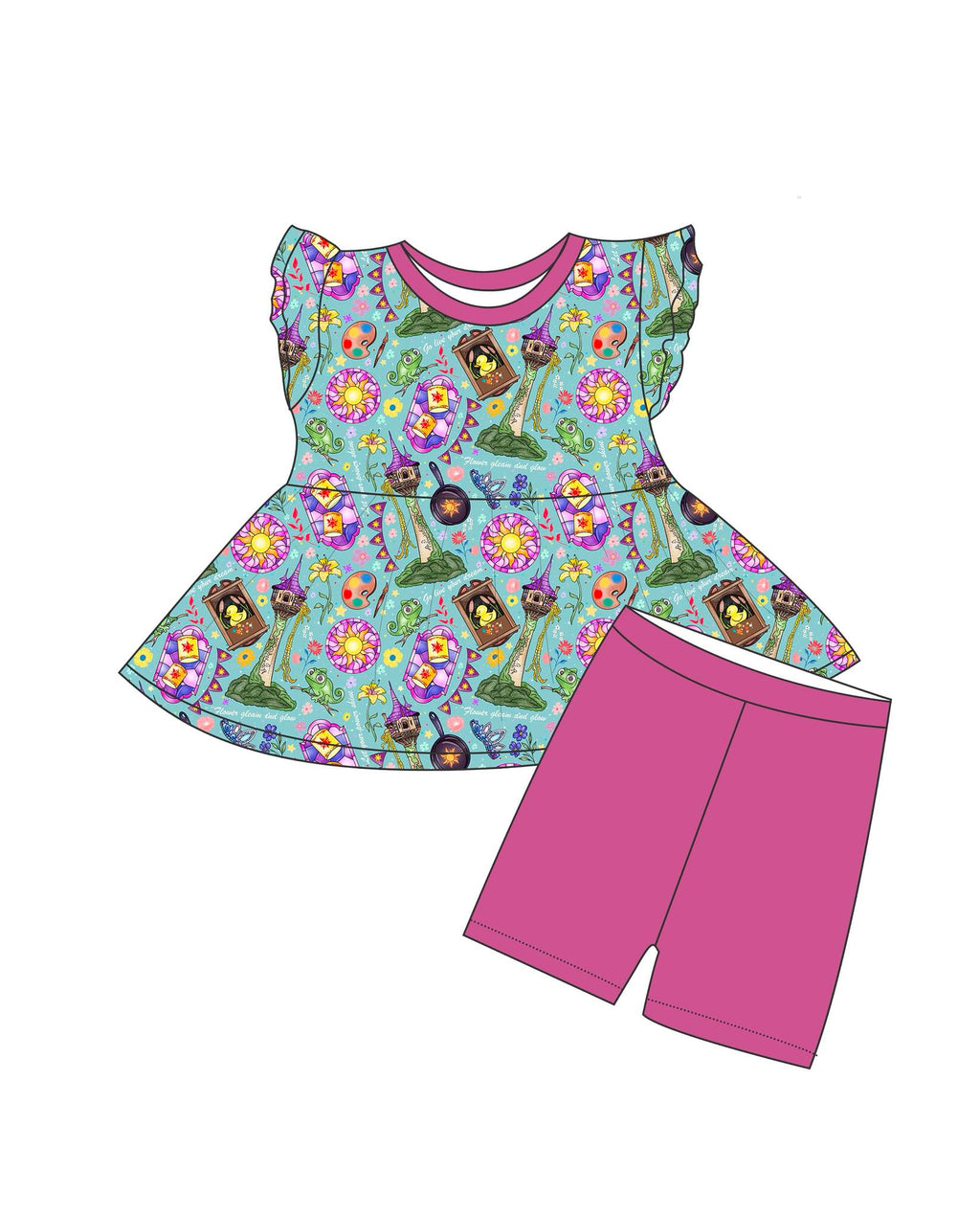Lanterns & Daydreams - Short Sleeve Peplum Top with Shorts