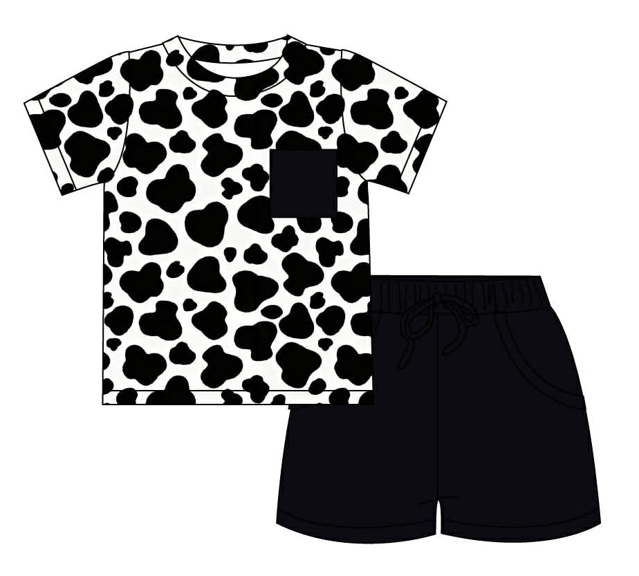 COWS! - Short Sleeve and Drawstring Shorts Daywear Set