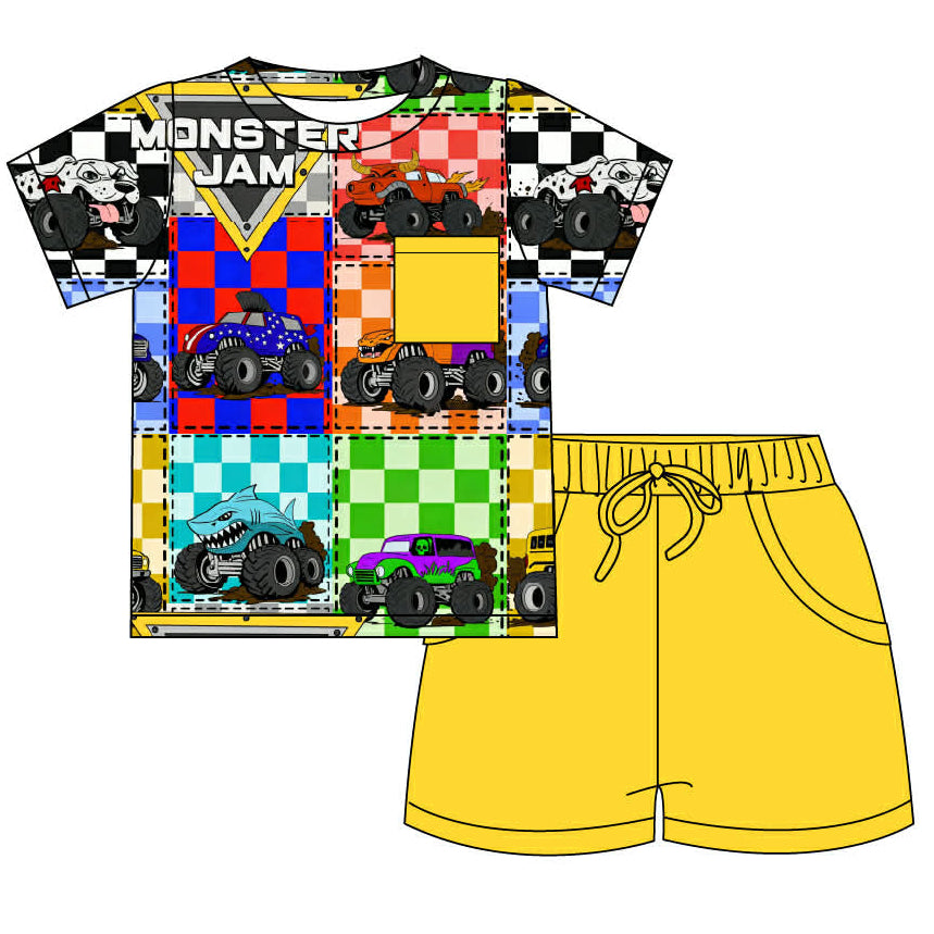 Monster Truck Jam - Short Sleeve and Drawstring Shorts Daywear Set