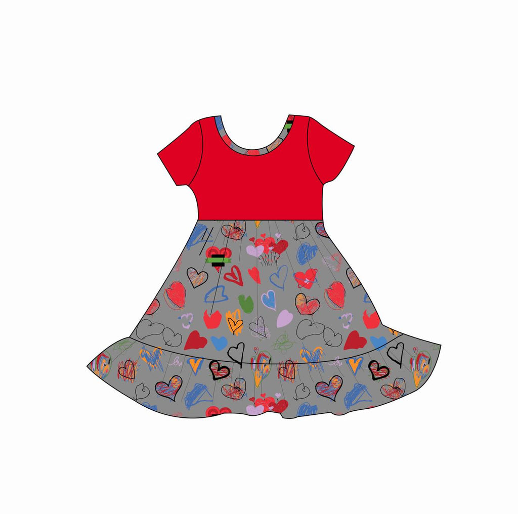 Unique Heartbeats - Short Sleeve Twirl Dress