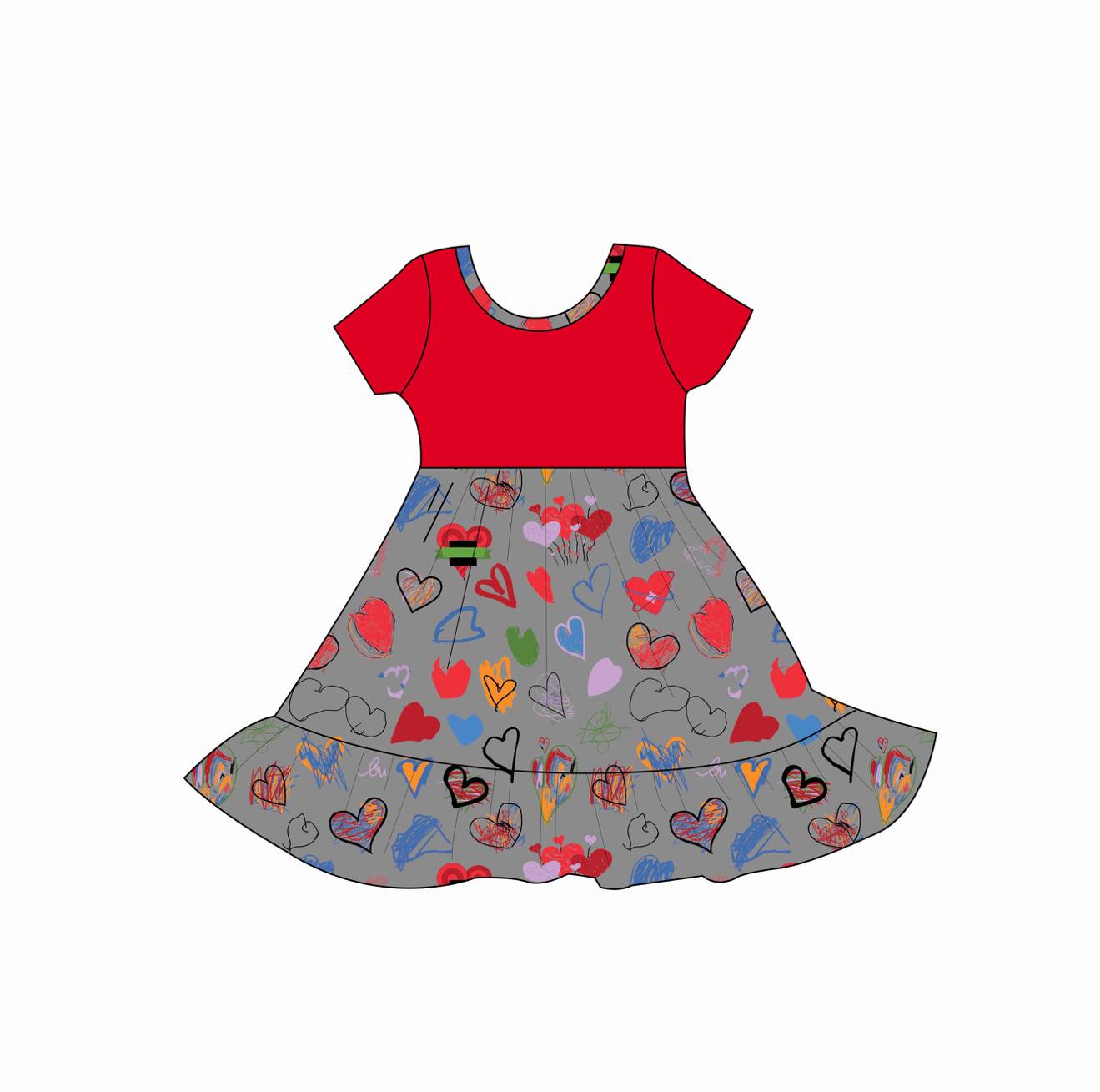 Unique Heartbeats - Short Sleeve Twirl Dress