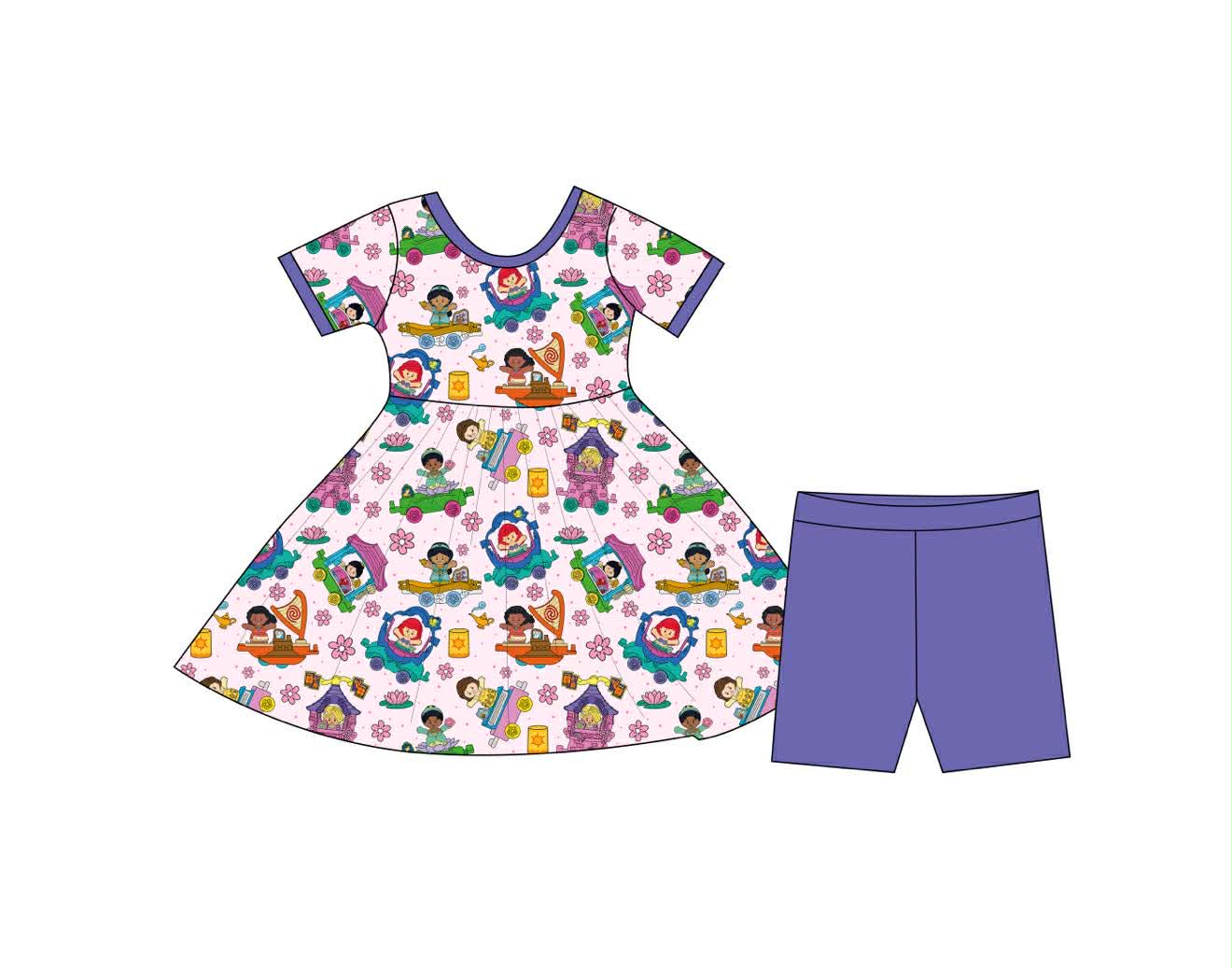 Little Princess Parade - Short Sleeve Twirl Dress with Shorts GiGi's Closet Little Princess Parade - Short Sleeve Twirl Dress with Shorts GiGi's Closet