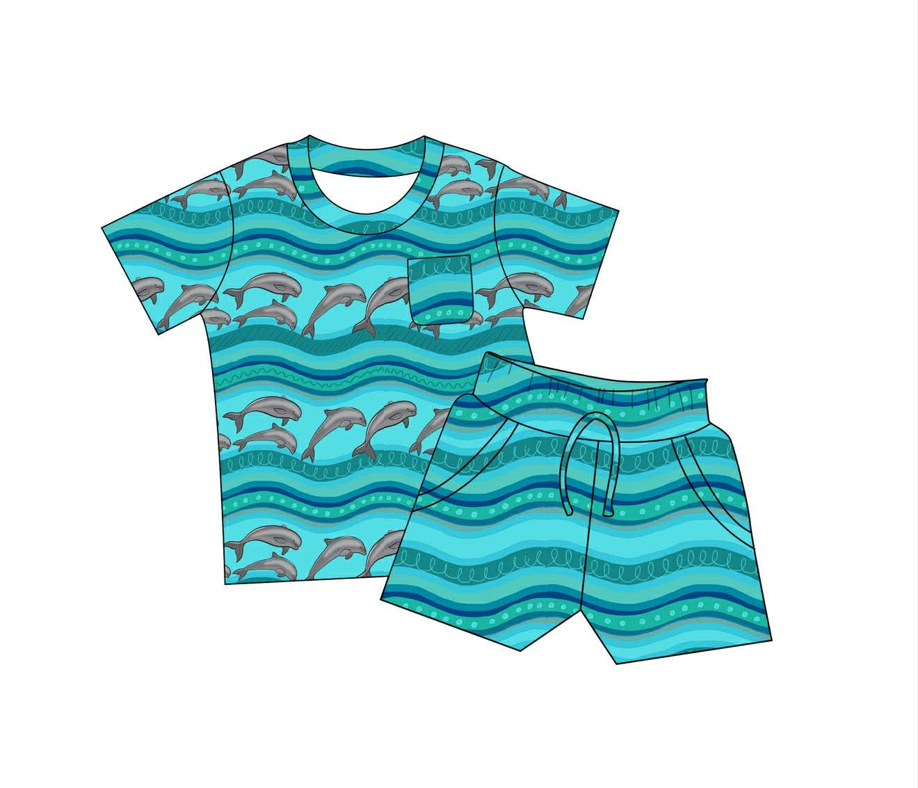 Flippin Fun - Short Sleeve and Drawstring Shorts Daywear Set