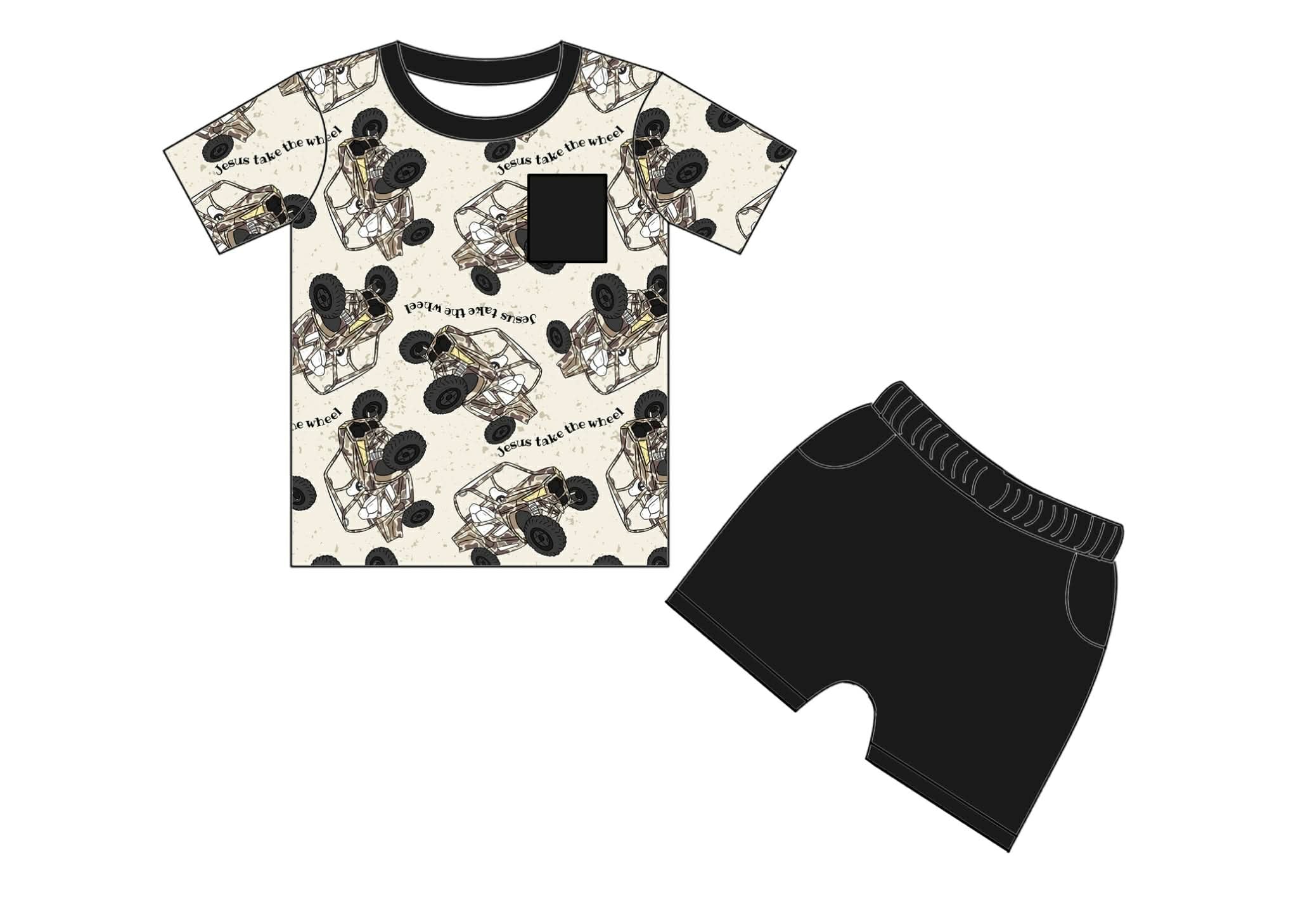 Jesus Take the Wheel - Short Sleeve and Drawstring Shorts Daywear Set