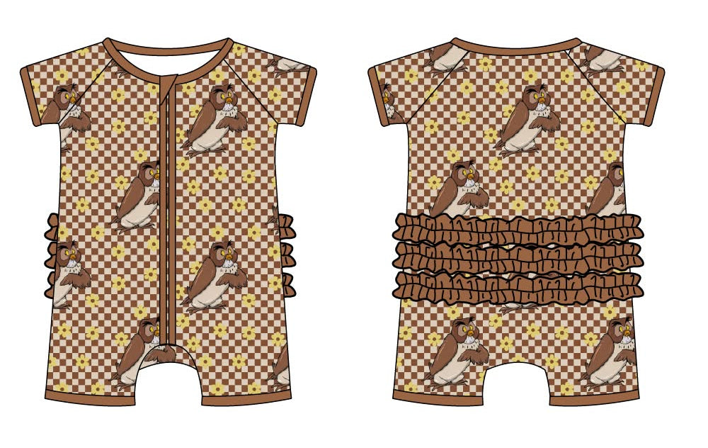 Wise Owl - Short Sleeve Shorty Ruffle Bum