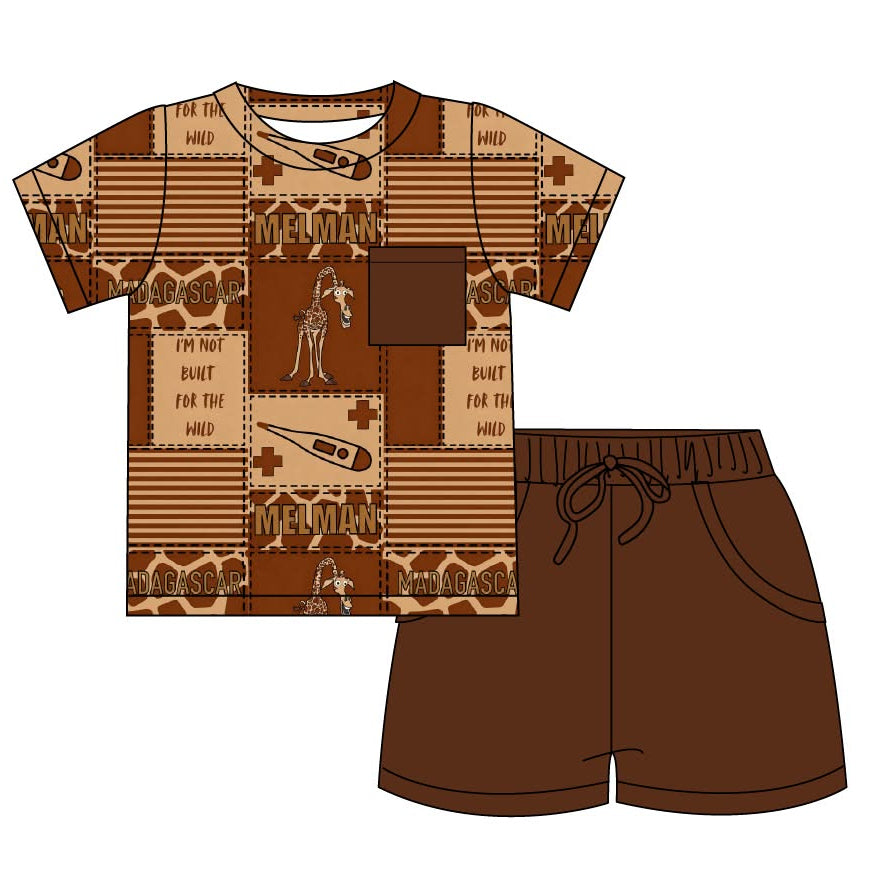 City Giraffe - Short Sleeve and Drawstring Shorts Daywear Set