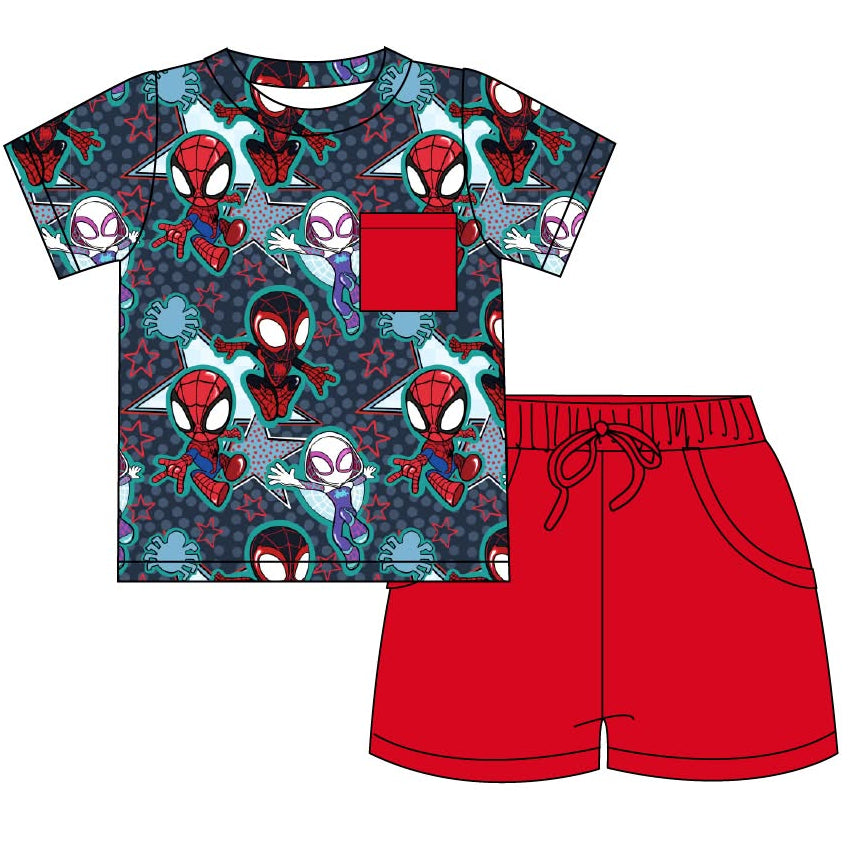 Amazing Web Slingers - Short Sleeve and Drawstring Shorts Daywear Set