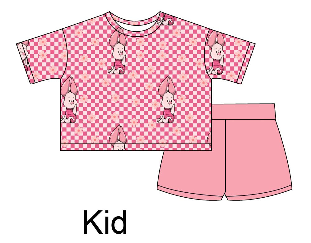 Bashful Little Pig - Boxy Tee and Shorts Daywear Set