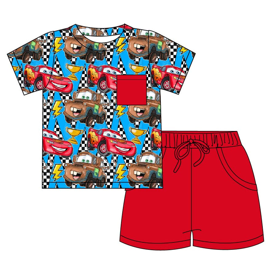 Car Besties - Short Sleeve and Drawstring Shorts Daywear Set