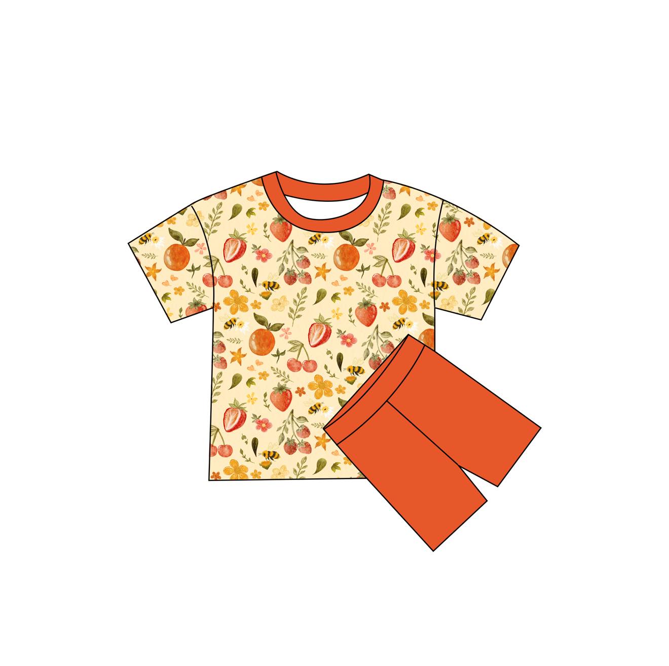 Vintage Fruits - Boxy Tee and Shorts Daywear Set