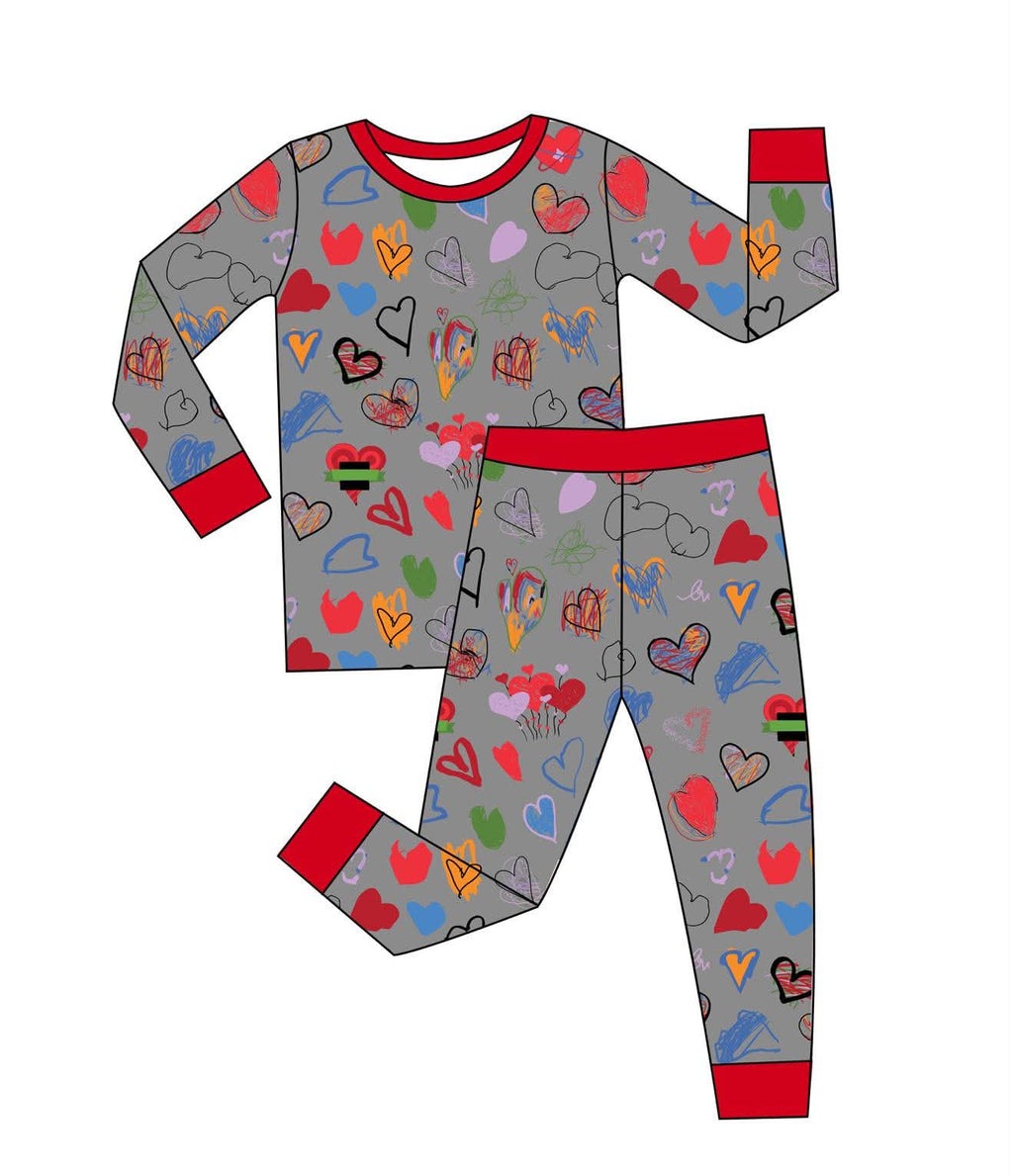 Unique Heartbeats - 2 Piece Set Long Sleeve and Pants PJs