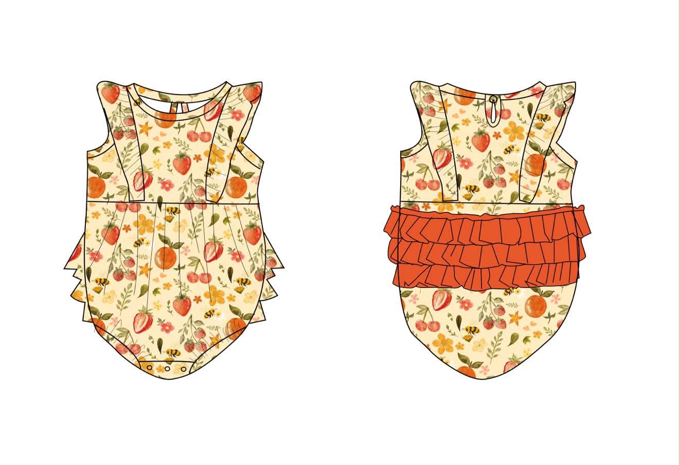 Vintage Fruits - Tank Bubble with Ruffles