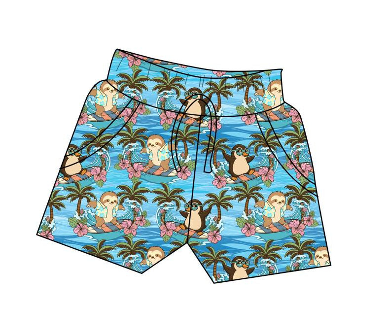 Surfin Sloffee and Waddles - Drawstring Shorts
