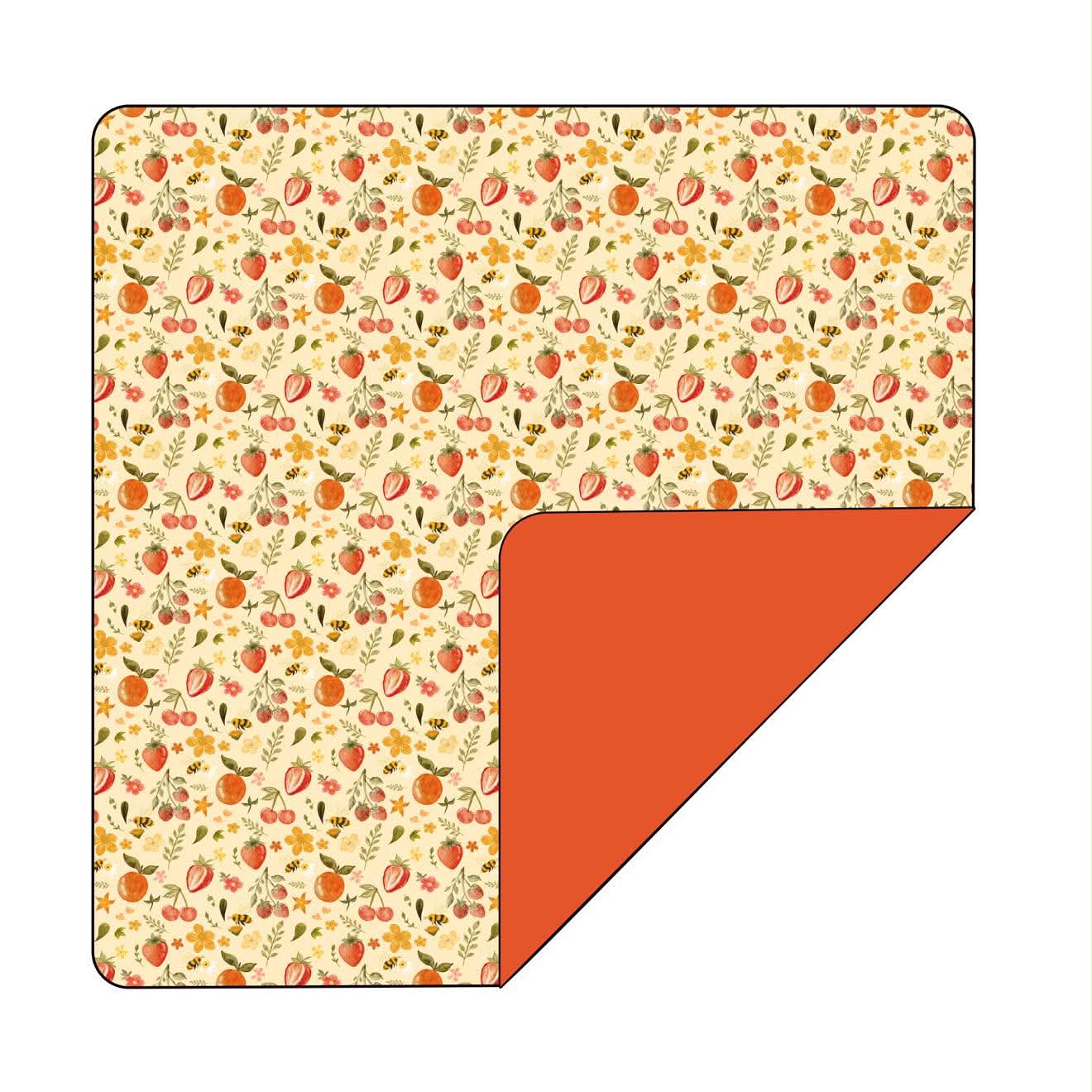Vintage Fruits - 60 x 80 Bamboo Blanket Plush Backing