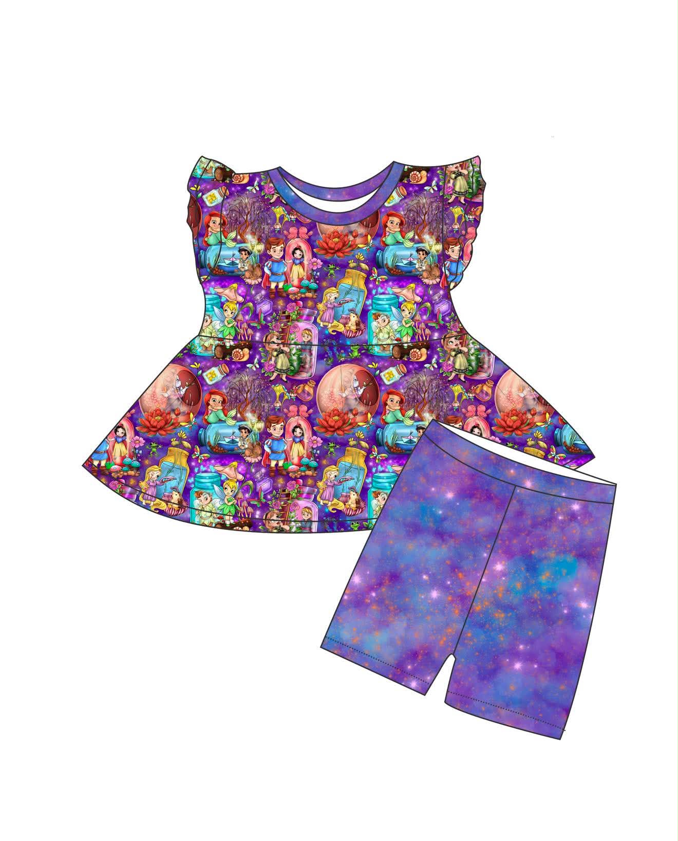 Enchanted Royal Jars - Short Sleeve Peplum Top with Shorts